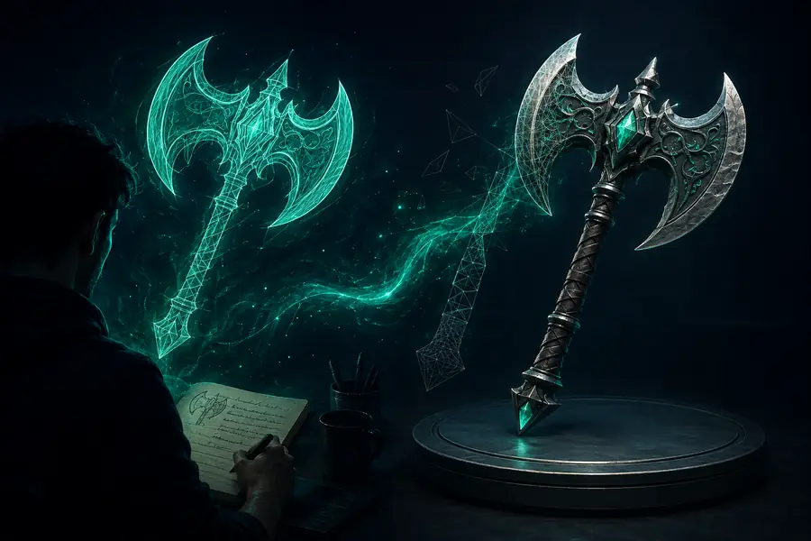 Stylized green character model created from a text prompt